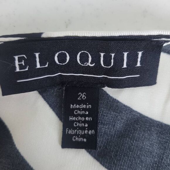 Eloquii Womens Plus 26 3X Wide Leg Jumpsuit Black White Cropped Pockets NWT - Picture 8 of 8